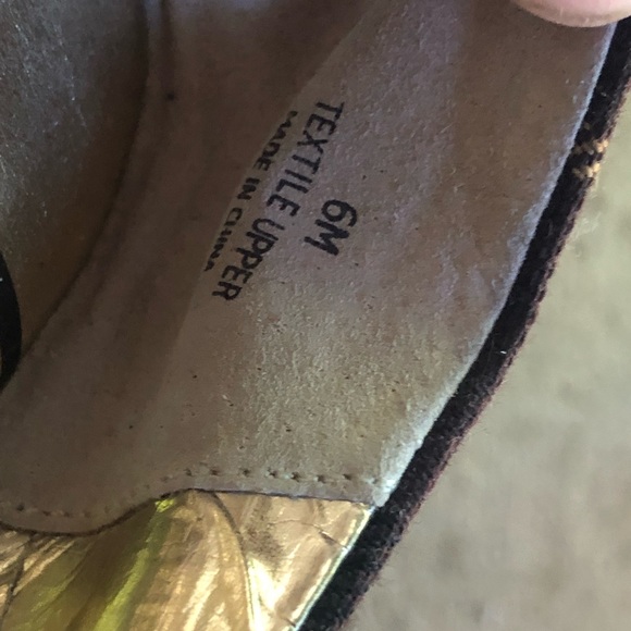 Sam Eldelman Womes Brown Gray Black Plaid w/Gold Chain Ballet Sandals Size 6M - Picture 10 of 11